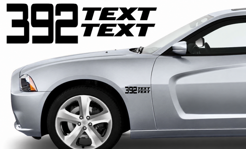 392 Shaker Scat Pack Style TEXT TEXT Pair — Vinylsticker (spatbord) voor Dodge Charger