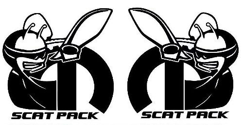 2 X Dodge Challenger Scat Pack 392 HEMI Shaker Hood Stickers Decal Embleem Scatpack