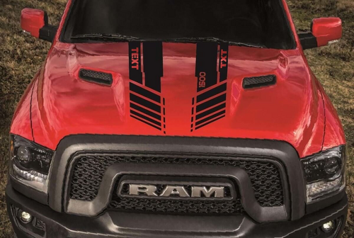 DODGE RAM 1500 HOOD dubbele strepen vinyl sticker stickers op maat hemi
