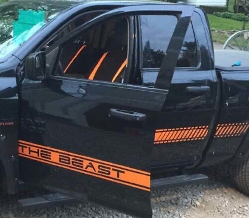 Dodge ram 1500 vinyl sticker race sticker strepen voor beide zijden mopar hemi 5.7L Nu