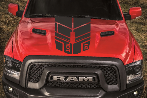 TEXT TXT Gesegmenteerde Rally Stripe Motorkap Vinyl Decal Sticker voor Dodge Ram 1500 2500 2009-2017