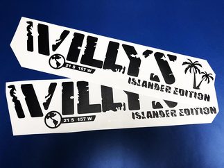 2x Jeep Wrangler Willys eilandbewoner Hood Decal Stickers graphics
