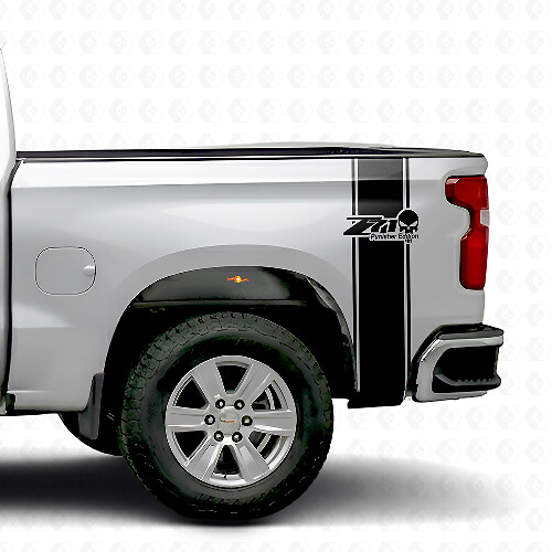 Z71 Punisher Skull Achterzijde Strepen Vinyl Decal Set voor Chevy GMC Pickup Truck