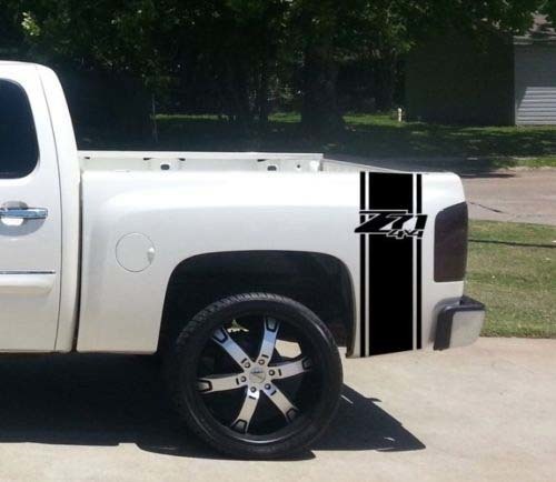 Aangepaste vrachtwagen Chevrolet Z71 4x4 bed streep sticker sticker set van (2) voor Chevy pick-up 2024
