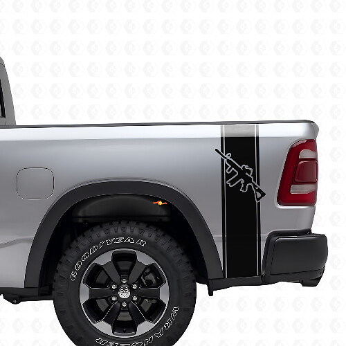 AR-15 Rifle Achterzijde Strepen Vinyl Decal Set voor Trucks