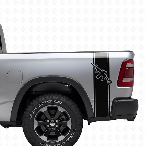 AR-15 Rifle Achterzijde Strepen Vinyl Decal Set voor Trucks