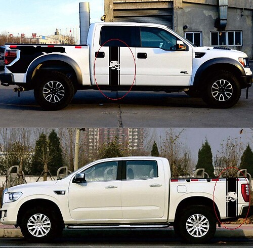 2x Truck Bed Stripe Skull Decal Racing Stripe Skull Vinyl Stickers voor Chevy GMC