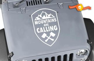 Mountains are Calling Crest vinyl sticker sticker Past op elke motorkap-Jeep wrangler 22b