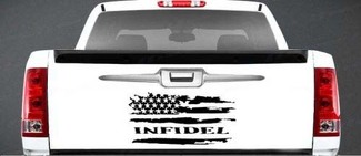 Ongelovige noodlijdende Amerikaanse vlag vinyl sticker achterklep Ford Chevy Dodge