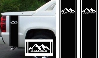 Zwarte Chevy Avalanche Truck Bed Side Stripes Decal Kit Custom Sizing