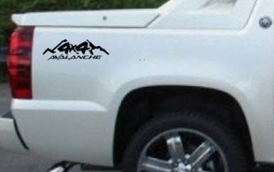 Zwarte Chevy Avalanche 4x4 Truck Bed Side Stripes Sticker Decal Set aangepaste maatvoering

