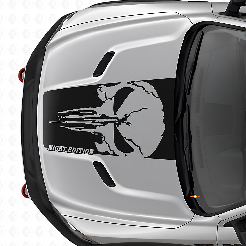 Punisher Skull Night Edition Motorkap Vinyl Sticker voor Dodge Ram