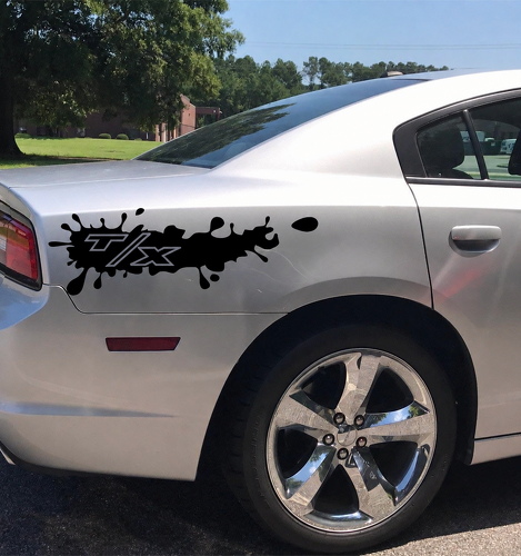 T/X Grunge Splash Paar Achterspatbord Vinyl Decal Sticker voor Dodge Charger
