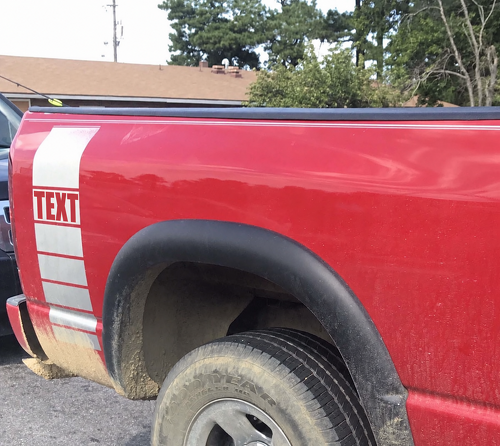 SEGMENTEERDE RACESTREEP PAAR BEDRIJFSZEEP VINYL DECAL STICKER VOOR DODGE RAM 1500