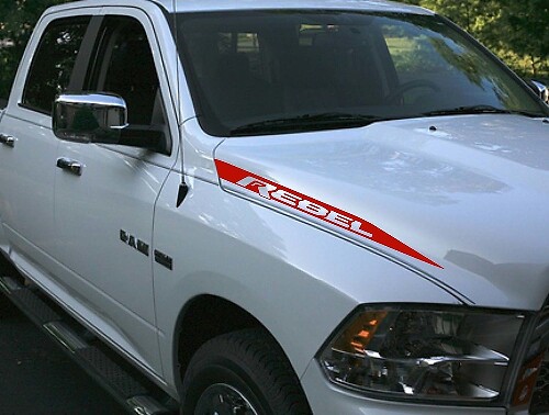 Rebel Hood Stripes Vinyl Decal Kit voor Dodge Ram