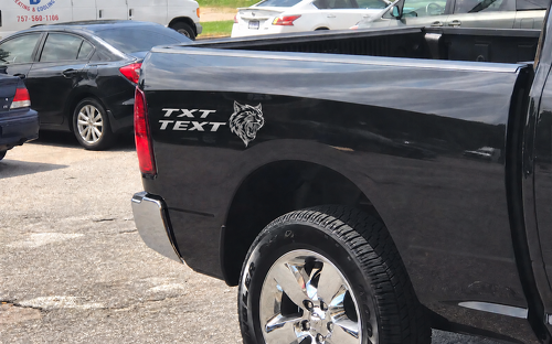 TXT TEKST Kat Hoofd Paar Bedzijde Vinyl Decal Sticker voor Dodge Ram 1500