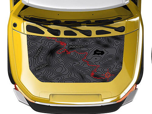 Topografische Kaart & Spoorlijn Motorkap Vinyl Decal Sticker voor Toyota FJ Cruiser