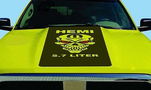 HEMI-stijl schedel motorkap vinylsticker voor Dodge Ram