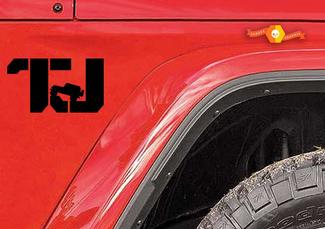 TJ Jeep Wrangler AANGEPASTE STICKERS premium kwaliteit automotive grade 2 stickerset.