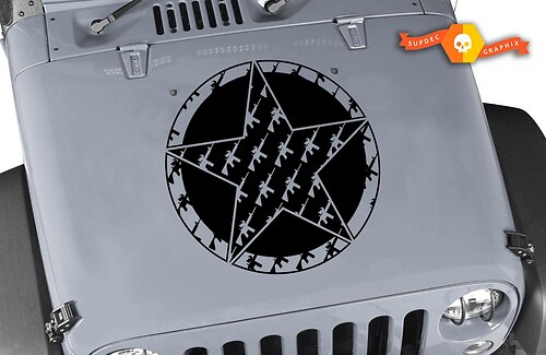 Oscar Mike M4 M16A2 5.56 Geweer Ster Kap Vinyl Decal Sticker voor Jeep Wrangler