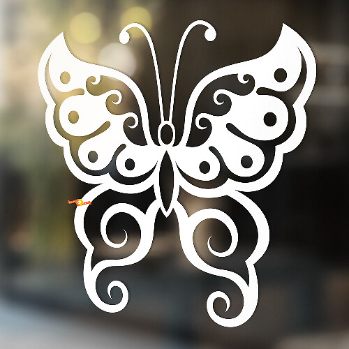 Vlinder Silhouet Swirls Vleugels Universele Vinyl Decal Sticker