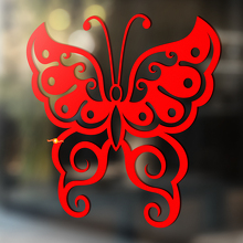 Vlinder Silhouet Swirls Vleugels Universele Vinyl Decal Sticker_2