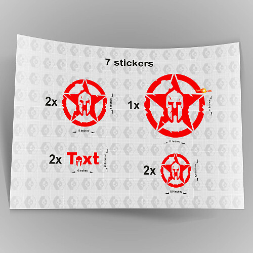 Spartan Star Motorkap Deur Spatscherm Vinyl Sticker Set voor Jeep Wrangler
