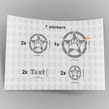 7x Jeep Bear Claw STAR Decal stickers motorkap deurspatbord TJ JK CJ YJ JL rubicon 2