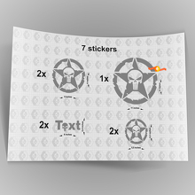 7x Jeep Punisher STAR Decal stickers kap deur spatbord TJ JK CJ YJ JL rubicon 2