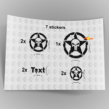 7x Jeep Punisher STAR Decal stickers kap deur spatbord TJ JK CJ YJ JL rubicon 3