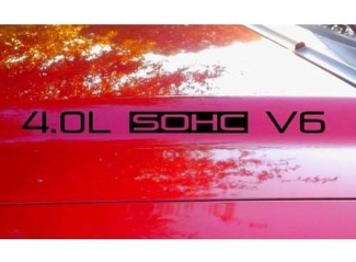 Motorkap sticker x2 4.0L SOHC V6 tekst sticker embleem logo 4.0 V4