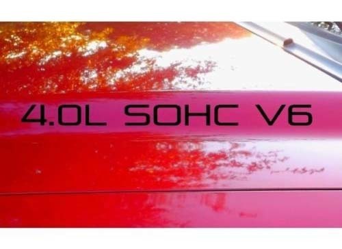 4.0L SOHC V6 motorkap vinyl decal set voor auto's