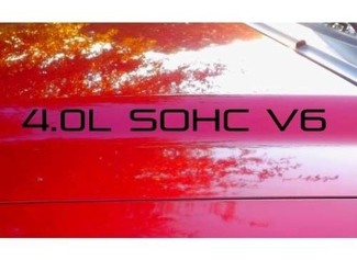 Motorkap sticker x2 4.0L SOHC V6 tekst sticker embleem logo 4.0 V2