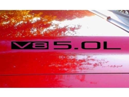 Hood Decal x2 V8 5.0L tekst sticker embleem logo 5.0 V4