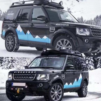 Grafische Snow Mountain Car Sticker Side Skirt Sticker voor Land Rover Discovery