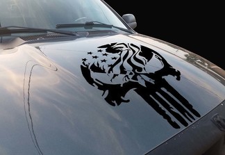 Punisher Eagle Skull Vinyl Hood Sticker past op alle Ford Ram Chevy Nissan Toyota Jeep
