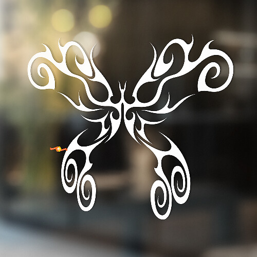 Butterfly Dunne Lijnen Tribal Stijl Universele Vinyl Decal Sticker