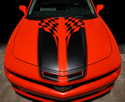 Ruiten Vlag Dubbele Strepen Motorkap Vinyl Decal Sticker voor Chevrolet Camaro SS, RS 2010-2013