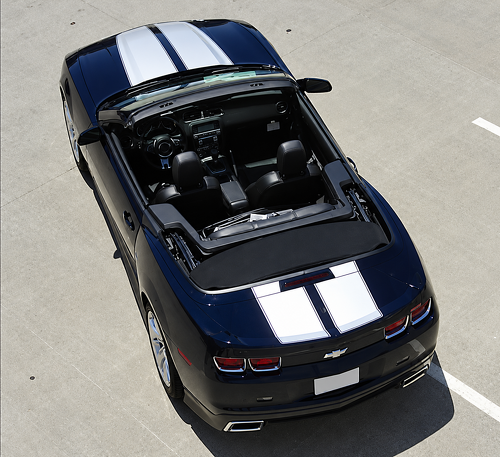Convertible Twin Rally Stripe Kit — Vinylsticker (motorkap, kofferdeksel, achterspoiler) voor Chevrolet Camaro RS 2014-2015