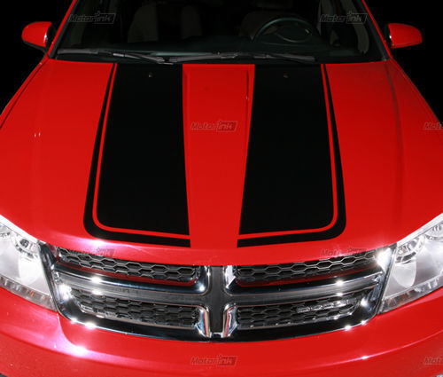 Rally Motorkap Strepen Vinyl Sticker voor Dodge Avenger