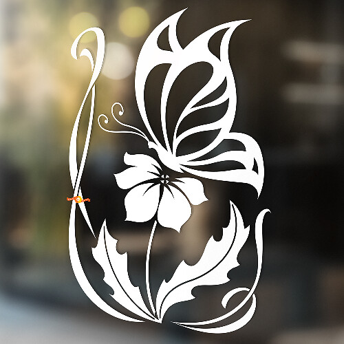 Vlinder en Bloem Universele Vinyl Decal Sticker