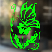 Vlinder en Bloem Universele Vinyl Decal Sticker_3