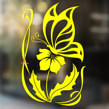 Vlinder en Bloem Universele Vinyl Decal Sticker_4