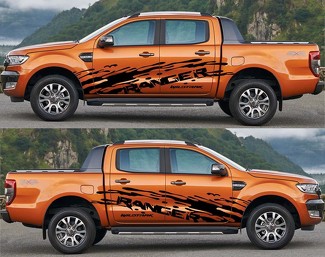 2X Ford Ranger WIldtrack grote zijvinylstickers grafische sticker 2015-2019