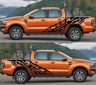 2X Ford Ranger WIldtrack grote zijvinylstickers grafische sticker 2015 - 2019