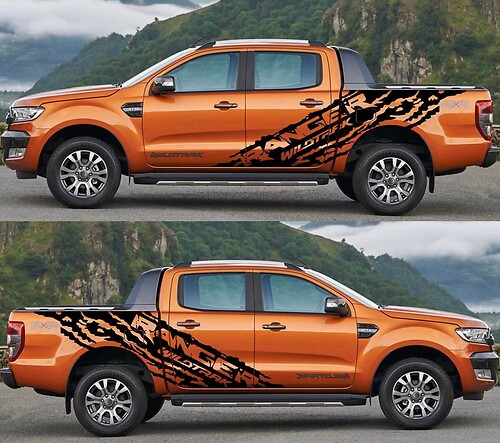 2x Ford Ranger Wildtrak Grote zij vinylstickers grafische sticker
