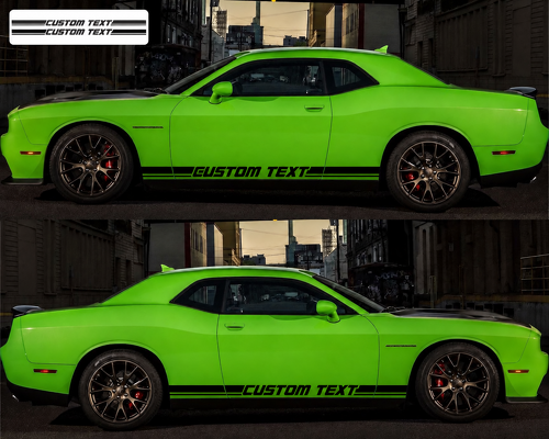 CUSTOM TEXT Outline Twin Rocker Stripe Pair Dorpel Vinylsticker voor Dodge Challenger 2009-2018