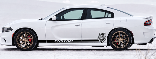 CUSTOM Cat Dual Stripes — Vinylsticker (dorpel) voor Dodge Charger Hellcat 2011-2018