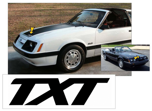 TXT Motorkap Vinyl Decal voor Musclecar Musclecarmodel GT 1985-1986