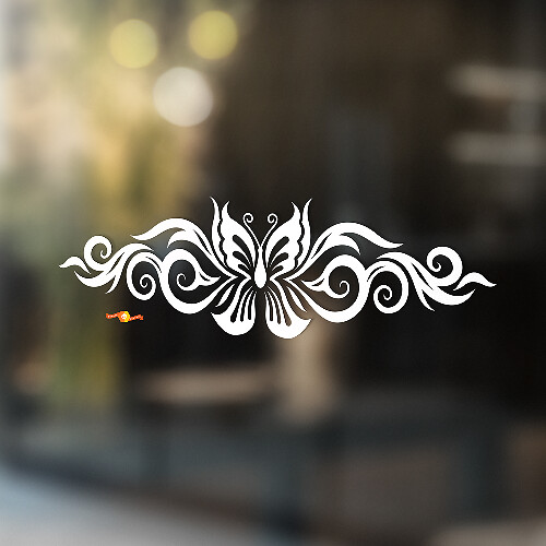 Vlinder met gebogen tribale strepen universele vinylsticker
